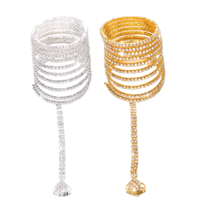 Fashionable Rhinestones Coils Bracelet Comfortable Stretch Bangle for Teen Girls Open Arm Cuffs
