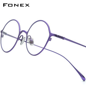 FONEX Titanium Glasses Frame Women Brand Design Vintage Retro Round Eyeglasses Men Full-Rim Japanese High-Quality Ultralight Myopia Optical Prescription Eyewear 85752