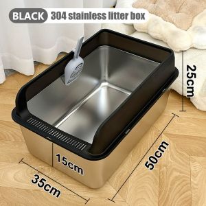 Stainless Steel Litter Box Stainless Steel Cat Litter Box Odorless Spacious Easy To Clean High Strength with Lid for Large Cats