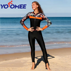 Yoomee Women Quick Dry Guard Full Body One Piece Swimwear Long Sleeve Diving Wetsuit Surf Suit Sun Protect