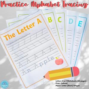 26 Alphabet Practice Tracing Worksheets Toddler Kinder Preschool Home Schooling | RABAH UP STORE