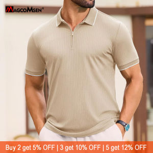 MAGCOMSEN Áo sơ mi Polo mùa hè của nam giới Nhanh khô thoáng khí Vải dệt kim co giãn ngắn tay Áo thun quần vợt chơi gôn giản dị với bộ tứ 2026
