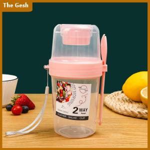 [The Gesh] Breakfast Fruit Oat Yogurt Salad Cup With Lid And Spoon Two-layers Food Storage Bento Box Fitness Fat-Reduced Taper Bowl