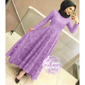 GAMIS COUPLE FULL BRUKAT YUNI M L XL XXL KEMEJA L XL/ MAXI DRESS MUSLIM PASANGAN