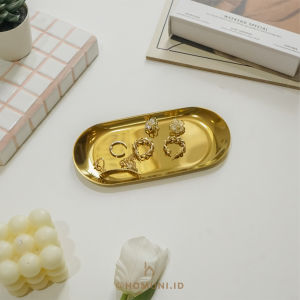 SALE Piring Emas Oval Mewah/Gold Plate Tray/Dekorasi Multifungsi tempat Perhiasan Aksesoris