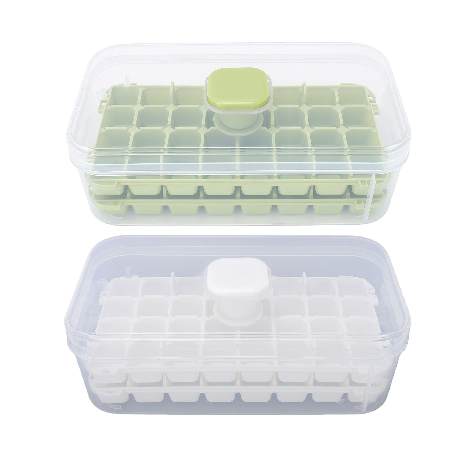 EECOO Aqur2020 Push Button Silicone Ice Cube Tray with Lid and Storage ...