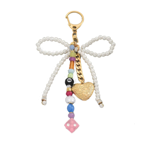 Aesthetic keychains Lovely Bag Pendant Charm Pearls Bows Keychains Charms for Women Bag Purse Backpack Decorations