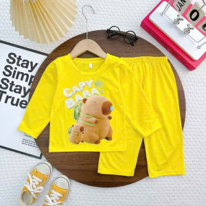Bộ dài tay dài quần bé trai bé gái hình in capybara cho bé từ 6kg-30kg.DT05