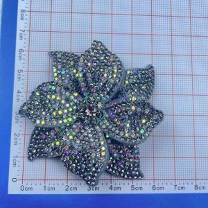 WLVYH Sparkling Rhinestone Flower Patches DIY Craft Sewing Supplies Three-dimensional Sew-On Applique Luxury Embellishment Flower Brooch Fabrics Dress Decoration