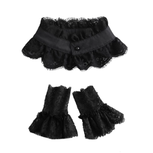 Faux Collar and Cuffs Set for Women Outfit Eyelash Flower Lace Detachable Necklace Choker False Collar and False Sleeves