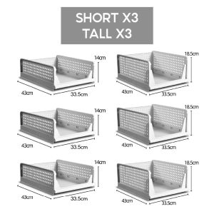 [Bundle of 3] Stackable Storage Organiser Multi Purpose Sliding Basket Kitchen Organiser/ Bathroom Organizer/ Desk Organiser