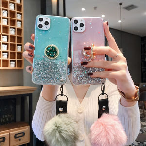 GFAITH Phone Case VIVO Y20 Y20S Y20i Y12S VIVO V30 Pro 5G V29 V29E Casing Y20S [G] Bling Glitter Luxury Rhinestone Ring Holder Hariball With Hand Strap Transparent Star Space Y20SG Cover
