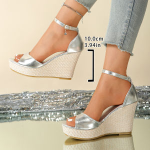 Free Shipping WomenS Wedge Sandals 2026 Summer New Style Open-Toe Single-Strap Thick-Soled Platform High Heels Fashionable Design