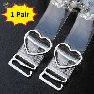 1 Pair Transparent Invisible Non-slip Bra Shoulder Straps Metal Buckle Extension Elastic Strap Adjustable Intimates Accessories
