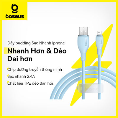[USB => IPHONE] - Dây Cáp Sạc Nhanh Baseus Công suất 2.4A Pudding Series đầu USB to Lightning Dành Cho Iphone 11,12,13,14/ Ipad/ Airpods (Chiều dài dây cáp 1M2; 2M)