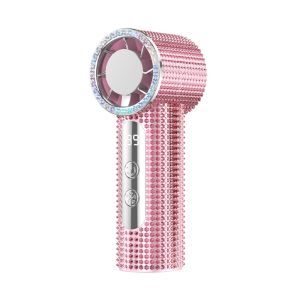 MIIQNUS Digital Display Rhinestone Handheld Fan 199 Gears Sparkling Mini Cooling Fan Stylish Quiet Operation Turbo High Speed Fan Travel Use