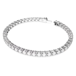 Swarovski Matrix Tennis Silver Crystal Bangle 925 Sterling Silver Elegant Birthday Gift for Women Gift Set SZ-888469562