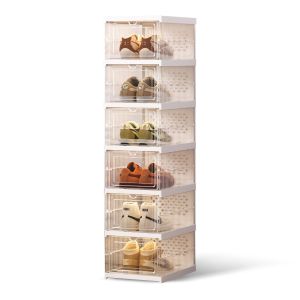 Kotak Sepatu Lipat Rak Sepatu Transparan Plastik Anti Debu Lemari Multifungsi Serbaguna Lemari Tas Baju Boneka Rita 4 Silvia Rak Susun 6 Kotak