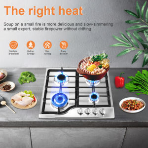 4-Burner Built-In Gas Cooktop with Anti-Melt Metal Knobs & Easy-Clean Surface | Durable Commercial Grade