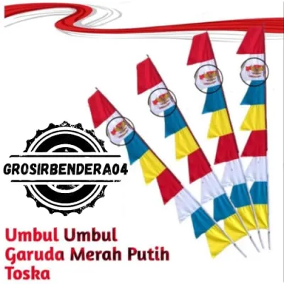 UMBUL UMBUL GARUDA 8 SEGI UKURAN STANDAR KAIN SATIN POLYESTER