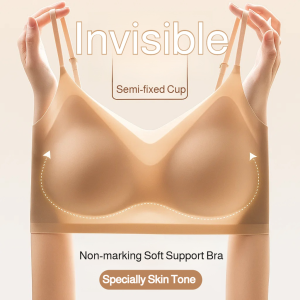 Invisible Seamless Foundation Liquid Bra Breathable Comfortable Ice Silk Underwear Womens Summer Thin Strap Vest Wireless Push Up Bra Beautiful Back Integrated Bra 粉底液无痕内衣