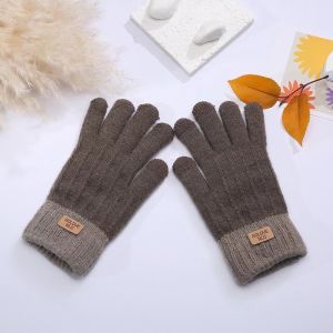 PICKIT Touchscreen Knitted Gloves Anti slip Solid Color Women Gloves Fashion Thickened Winter Gloves Outdoor Riding