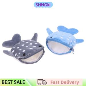 SHNGki Cute Cartoon Plush Shark Coin Purse Plush Zipper Animal Wallet Kids Coin Bag