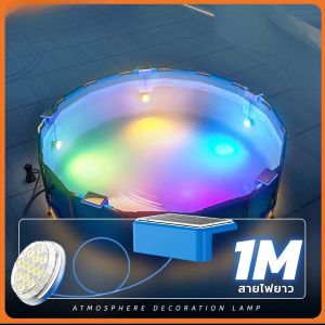 【Buy More & Save】1PCS Solar LED Pool Light RGB Color Underwater Solar Wall Lamp Waterproof Decoration Lights Led Remote Control Floating Light for Pond Fountain Aquarium Patio