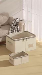New visual Tian Shan cotton and linen storage thickened washable large-capacity clothing organizer for home and bedroom storage