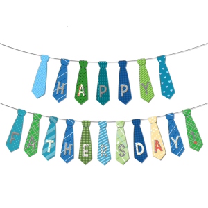 Happy Fathers Day Decorative Pull Flag Hanging Streamers Colorful Neck Tie Pendant Banners Party Decoration Supplies