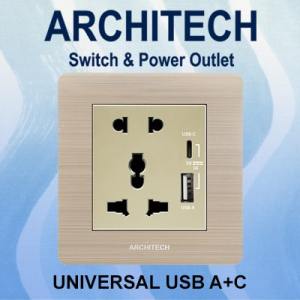 ARCHITECH Platinum B9-C06U A+C Stop Kontak - Universal 2 Pin A+C Gold