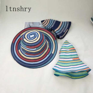 Summer Women Hats Wide Side Sun Hat Fashion Bucket Cap Women Travel Striped Beach Foldable Brimmed Cotton Hats Girls Sunhat2026