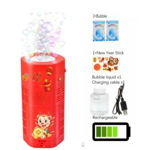 KEBETEME Bubble Blowing Machine Imitation Firework  Electric Bubbles With Music Light Colorful  New Year Toys