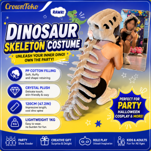 120CM Dinosaur Skeleton Costume Set Dress up Clothing Plush Toys Party Cosplay Toy Dress-Up Creative Funy Gift ZDN