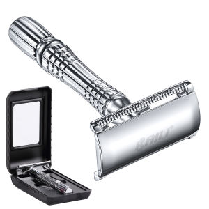 BAILI Double Edge Safety Razor Manual Razor Zinc Alloy Handle Razor Set with 1 Free Stainless Steel Double Edge Safety Razor Blades and 1 Mirror Case