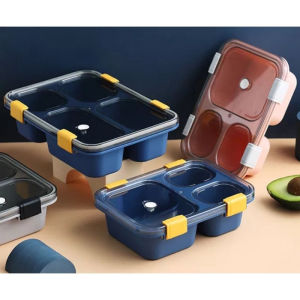 LUNCH BOX 3 SEKAT / KOTAK MAKAN BERSEKAT ANTI TUMPAH FREE SENDOK 7057