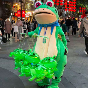 [Eqrbtl] Glowing Inflatable Green Bouncing Frog Toad Ballon Jungle Animal Toy Funny Kids Party Gift Birthday Wedding Decoration