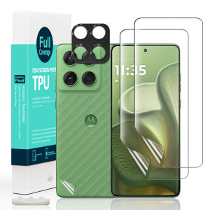 Ibywind cho Motorola cạnh 60 5g miếng bảo vệ màn hình (Gói 2) với 1PC bảo vệ ống kính kim loại 1PC miếng phim dán sau sợi carbon phụ kiện lắp đặt dễ dàng