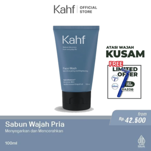 KAHF FACE WASH BRIGHTENING - 100ml Sabun Cuci Muka Pencerah & Mencerahkan Wajah Pria Hitam kusam Original
