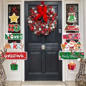MILAN Cartoon Christmas Door Hanging Banner Santa Claus Paper Xmas Tree Hanging Ornament Party Supplies DIY Santa Claus Door Curtain Home Christmas Decor