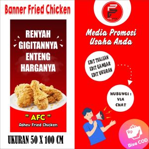 Banner Fied chicken / Spanduk Fried chiken / Banner Ukuran 50 x 100 cm