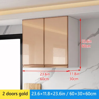 kitchen cabinet wood condiment storage hanging cabinet wall for kitchen balcony tempered glass door pantry/dish cabinet
