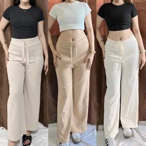 Trendy Harper Womens High Waist Rib-Knit Wide-Leg Pants (MAKAPAL)