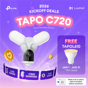 TP-Link Official Store | Tapo C720 | 2K QHD Live View Smart Floodlight Outdoor WiFi IP Security Cctv Sale Camera Connect to Cellphone with Mic and Speaker