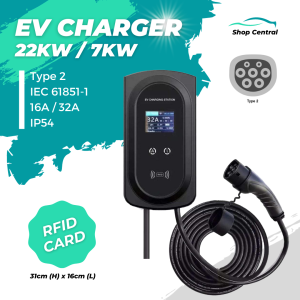 EV Charger 22KW 7KW 16A 32A 1 or 3 Phase EVSE Wallbox EV Charging Station with Type 2 Cable BYD BMW Volvo Tesla
