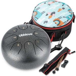 Steel Tongue Drum for Kids: 8 Notes 6 Inches Key of C Metal Steel Drums Instrument with Bag for Meditation Yoga musical education zen tone (Green)