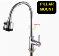 FLEXIBLE SWAN TAP STAINLESS STEEL/ PILLAR & WALL MOUNT/ KITCHEN SINK WATER TAP FAUCET/ HOTEL GRADE/ KITCHEN FITTING. 