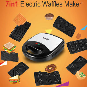 SONIFER SF-6054 7in1 Electric Waffles Maker Sandwich Breakfast Machine Detachable Non-Stick Plate/Pembakar Roti 7in1