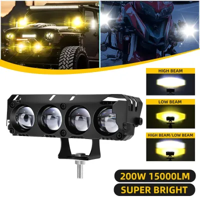 Lampu Tembak Laser Sorot SQL 5Mata 4Mata DC 9V-85V Full Alumunium Premium kuning-putih 200W 10000LM