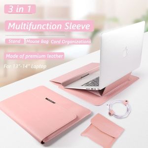 Laptop Sleeve Bag for 13-13.3 inch Laptop with Stand Function with Mouse Bag and Cord Organizers Slim Premium Soft Leather for MacBook Air Pro Surface Pro Dell XPS 13 Laptop